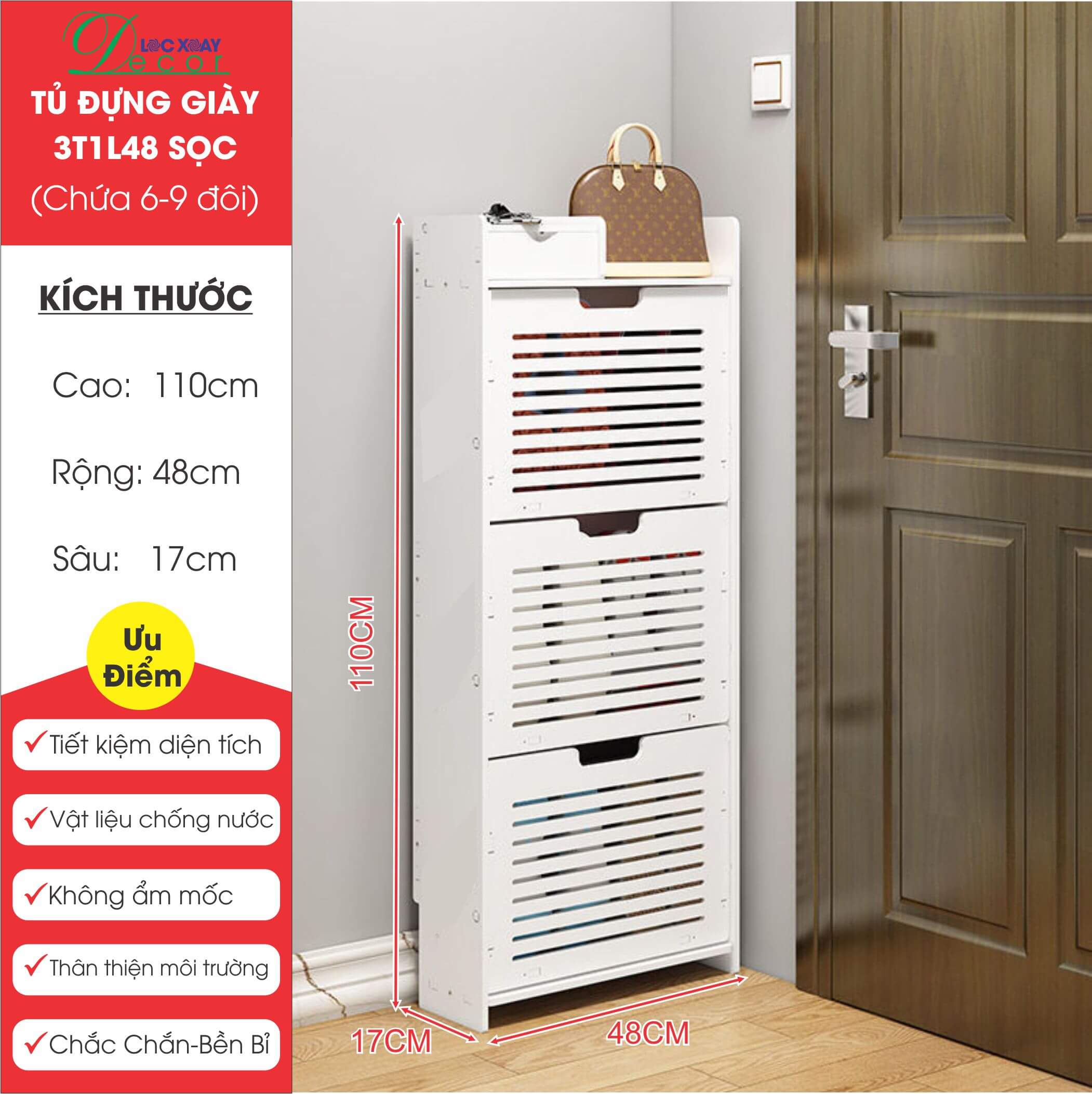Tủ Để Giày Dép Cánh Lật 3T1L68T