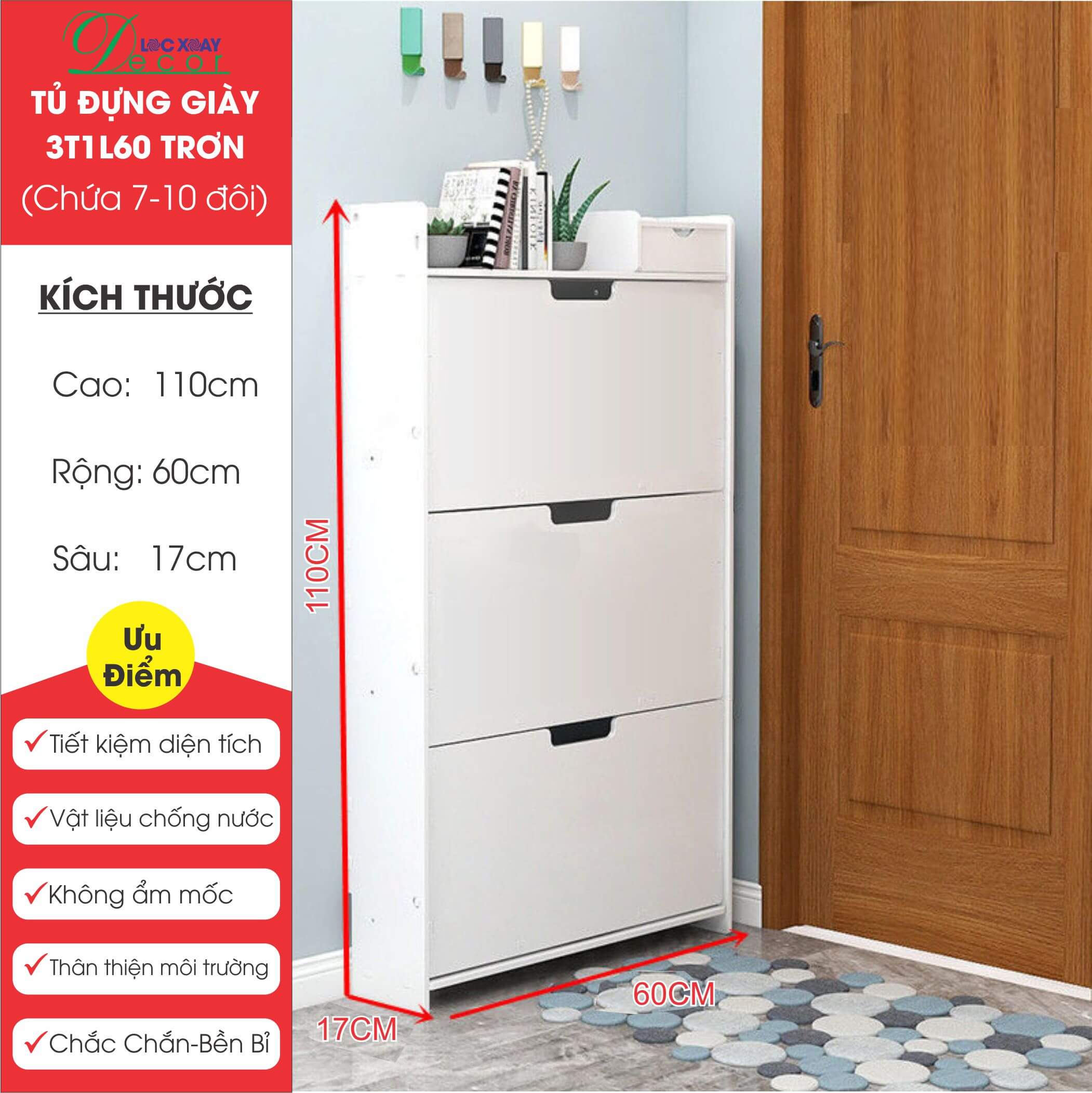 Tủ Để Giày Dép Cánh Lật 3T1L68T